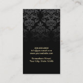 金ゴールドモダン蝶ダークダマスク美容師 名刺 (裏面)