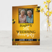 金ゴールドモダン親写真創立50周年記念 カード (黄色い花)