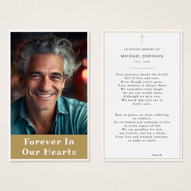 金ゴールドモダン記念写真撮影祈りの言葉カード (正面&裏面)