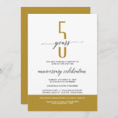 金ゴールドモダン記念日パーティー招待状 招待状 (正面/裏面)