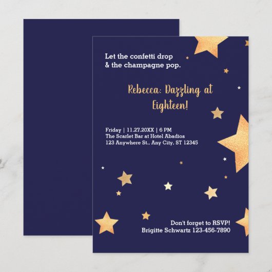 金ゴールドモダン誕生日 (正面/裏面)