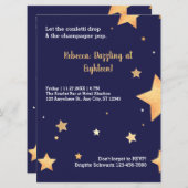 金ゴールドモダン誕生日 招待状 (正面/裏面)