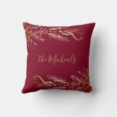 金ゴールドモダン赤ファミリー名メリークリスマス クッション (裏面)