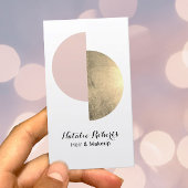 金ゴールドモダン赤面ピンクサークルメイクアップアーティスト&ヘア 名刺