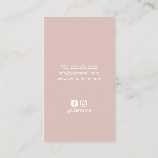 金ゴールドモダン赤面ピンクサークルメイクアップアーティスト&ヘア 名刺 (裏面)