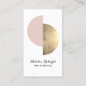 金ゴールドモダン赤面ピンクサークルメイクアップアーティスト&ヘア 名刺 (正面)