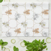 金ゴールドモダン銀銅金属ミツバチ キッチンタオル (折り畳み)