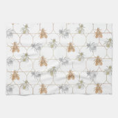 金ゴールドモダン銀銅金属ミツバチ キッチンタオル (横)