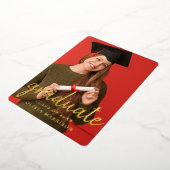 金ゴールドモダン院卒業2写真コラージュ卒業 箔招待状 (回転した状態)