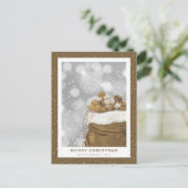 金ゴールドモダン雪のメリークリスマス シーズンポストカード (スタンド正面)