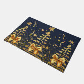 金ゴールドモダン高級メタリックグリッターネイビーブルー ドアマット (アングル)