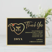 金ゴールドモダン黒人看護学校卒業 サンキューカード (スタンド正面)