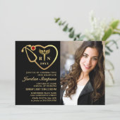 金ゴールドモダン黒看護学校卒業会 招待状 (スタンド正面)