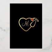 金ゴールドモダン黒看護学校卒業会 箔招待状 (裏面)