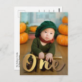 金ゴールドモダン1つ目の誕生日 ポストカード (正面/裏面)