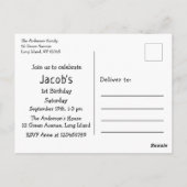 金ゴールドモダン1つ目の誕生日 ポストカード (裏面)