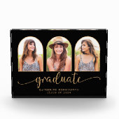 金ゴールドモダン3月3日写真卒業 フォトブロック (正面)