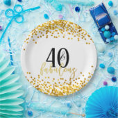 金ゴールドモダン40と素晴らしい誕生日パーティープレート ペーパープレート (パーティー)