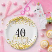 金ゴールドモダン40と素晴らしい誕生日パーティープレート ペーパープレート (パーティー)
