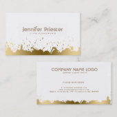 金ゴールドモダン（ばちゃばちゃ）跳ねるとホワイトライフコーチング 名刺 (正面/裏面)