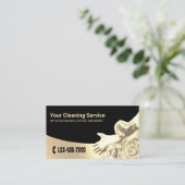 金ゴールドモダン・フローラ・ハウス保の清掃サービス 名刺 (スタンド正面)