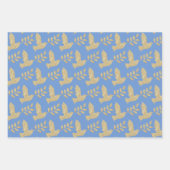 金ゴールドモダン(ユダヤ教)メノラードレデルオリーブブランチドーブ ラッピングペーパーシート (正面3)