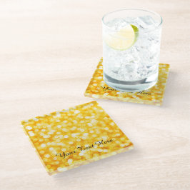 金ゴールドモダン《写真》ぼけ味Glass Coaster ガラスコースター