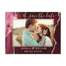 金ゴールドモダンBurgundy Agate PHOTO日付を保存