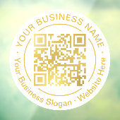 金ゴールドモダンQRコード事業名スローガン丸 ウィンドウサイン (シート3)