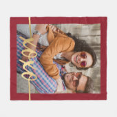 金ゴールドモダンXOXOバレンタインデー写真 フリースブランケット (正面(横))