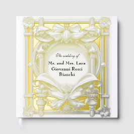 金ゴールドモチーフアトリエ結婚のホイルのゲストブック ゲストブック