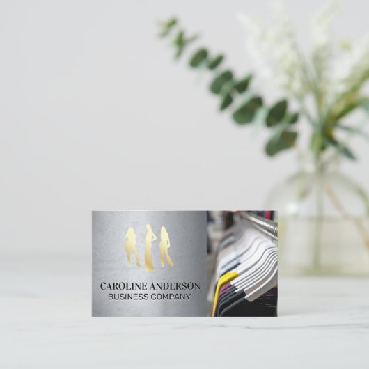 金ゴールドモデルアイコン | ワードロつるーブの服 名刺 (スタンド正面)