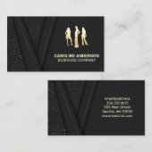 金ゴールドモデル | ブラックラグジュアリー背景 名刺 (正面/裏面)