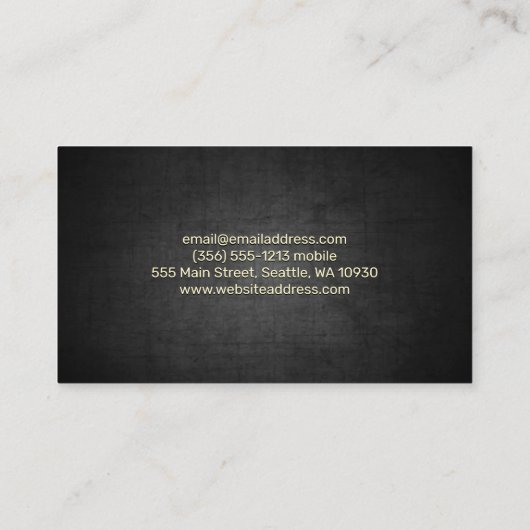金ゴールドモデル |黒いテクスチャの背景 名刺 (裏面)