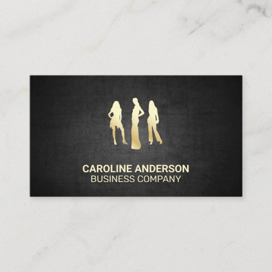 金ゴールドモデル |黒いテクスチャの背景 名刺 (正面)