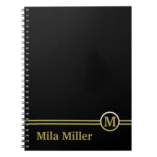 金ゴールドモノクロ ノートブック (正面)
