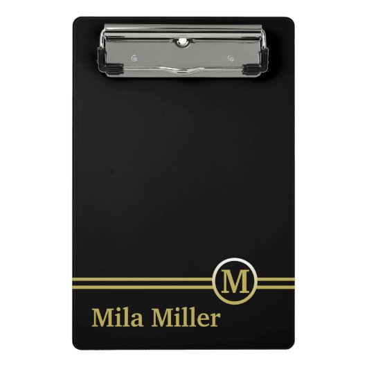 金ゴールドモノクロ ミニクリップボード (正面)