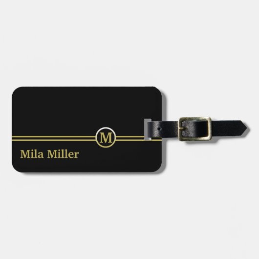 金ゴールドモノクロ ラゲッジタグ (正面横)