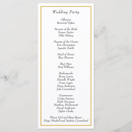 金ゴールドモノグエレガントラムクラシック結婚 プログラム (裏面)