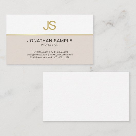 金ゴールドモノグラエレガントムお洒落プロフェッショナルデザイン 名刺 (正面/裏面)