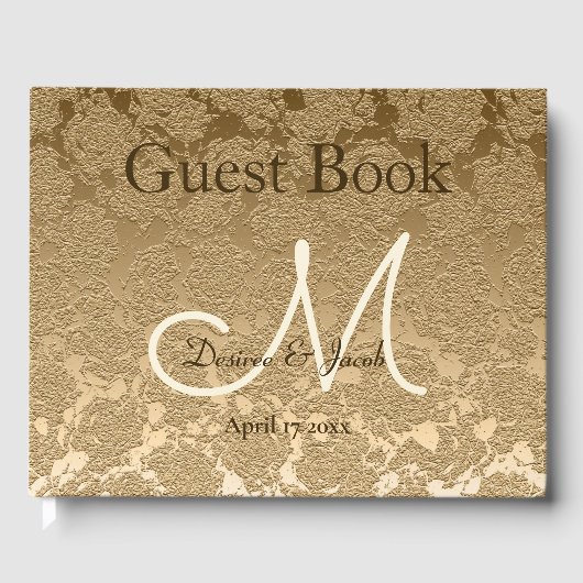 金ゴールドモノグラエレガントムモダン結婚グラム ゲストブック (正面)