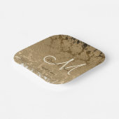 金ゴールドモノグラエレガントムモダン結婚グラム ペーパープレート (傾斜あり)