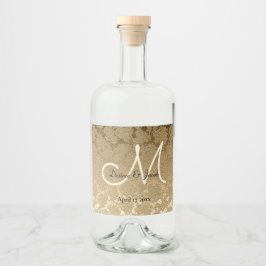 金ゴールドモノグラエレガントムモダン結婚グラム リキュールボトルラベル