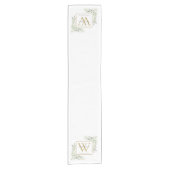 金ゴールドモノグラエレガントモダンムグリーンショート ショートテーブルランナー (正面)