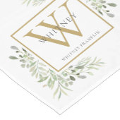 金ゴールドモノグラエレガントモダンムグリーンショート ショートテーブルランナー (コーナー)