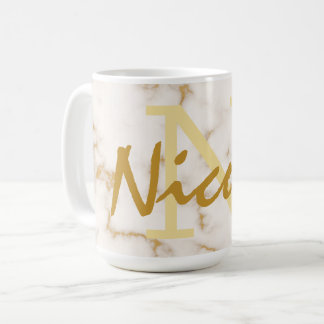 金ゴールドモノグラムとイニシャル コーヒーマグカップ