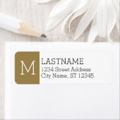 金ゴールドモノグラムと名前をカスタムする-差出人住所 ラベル (インサイチュ)