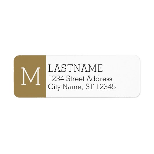 金ゴールドモノグラムと名前をカスタムする-差出人住所 ラベル (正面)