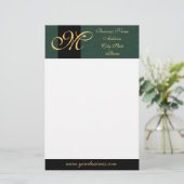 金ゴールドモノグラムのの質感のある文房具 便箋 (スタンド正面)