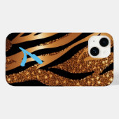 金ゴールドモノグラムのアガテタイガーレオパードグリッター Case-Mate iPhoneケース (裏面 (横))